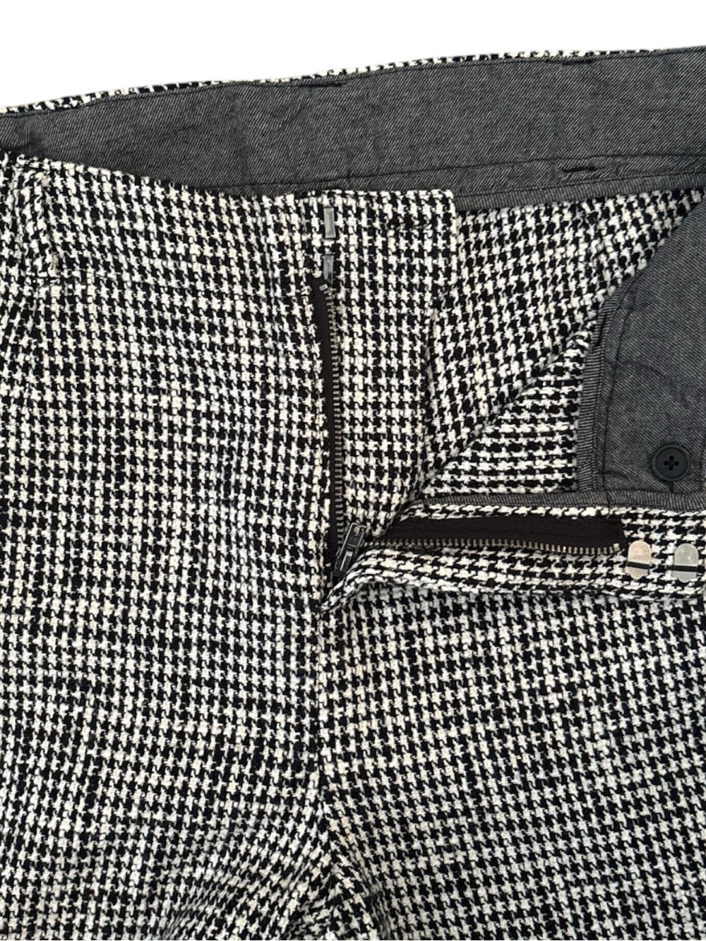 Free People Houndstooth Fringe Hem Pants Size 12 NWT Black White Preppy - Picture 7 of 10